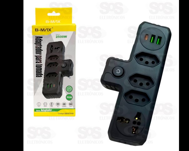  - Extenses    Cod. Extenso 3 Tomadas Com USB e Type C Bm-8704B